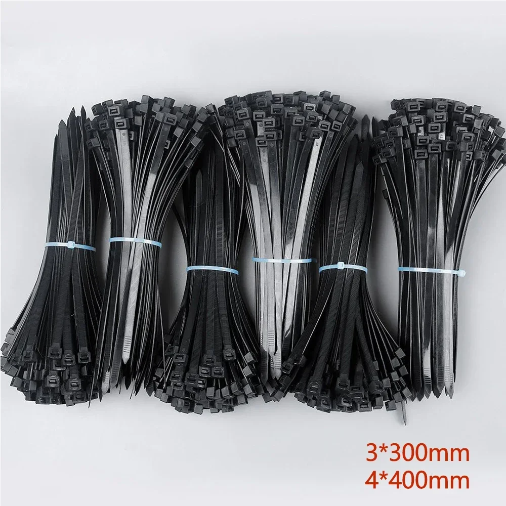 100Pcs Nylon Cable Ties Self-locking Cord Ties Straps Adjustable Cables Fastening Loop Black Fastening Strap Cable-Tie-Set