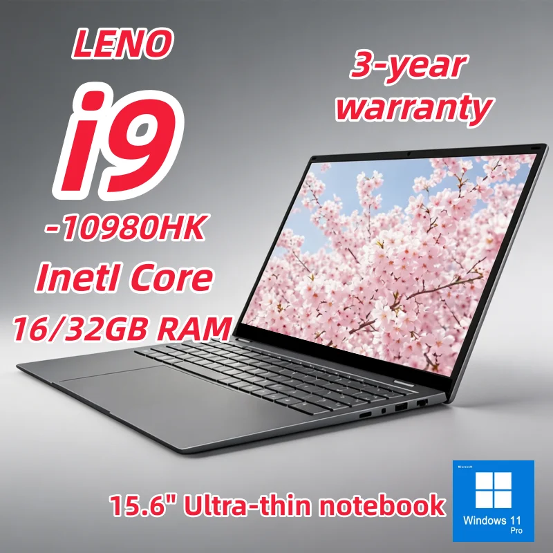 15.6인치 초슬림 노트북 인텔 코어 i9-10980HK 16GB RAM 1TB/2TB SSD 지문 잠금 장치 윈도우 11 휴대용 게이밍 비즈니스 노트북