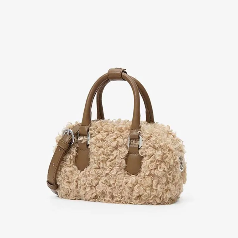 

New Arrival Pillow Shaped Handbag Fashionable Lamb Fur Handbag Women's Crossbody Bag Autumn Season Small Bag Versatile Design