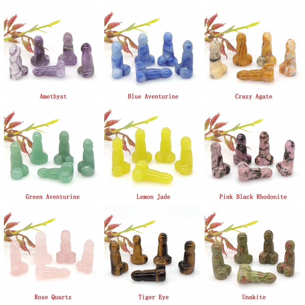 1" Mini Penis Natural Amethyst Rose Quartz Crystal Carved Reiki Healing Stone Figurine Craft Home Decoration Love Gift Trinket view 2