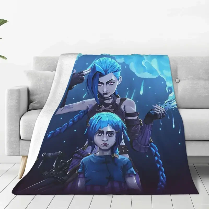 

Jinx Monkey Graffiti Arcane Blanket Flannel Print Portable Ultra-Soft Throw Blanket for Bedroom Bedroom Quilt