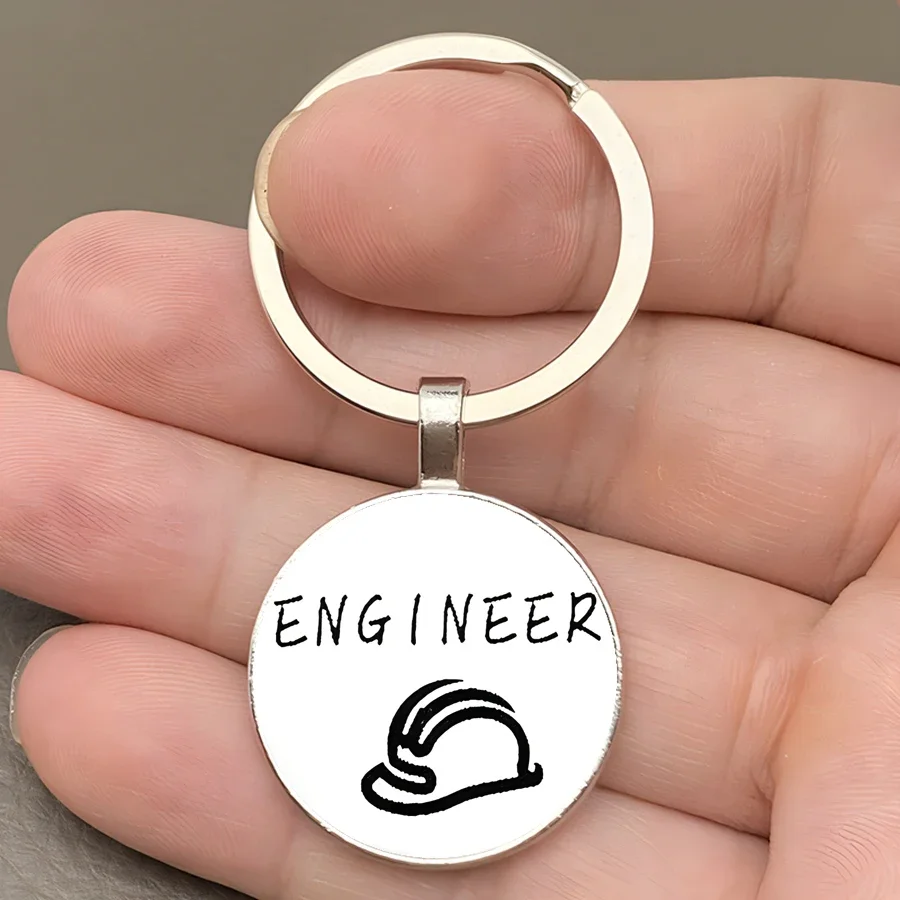 New Engineer Gift Keychain Creative Building Helmet Glass Key Chain Male and Female Construction Workers' Engineering Gifts