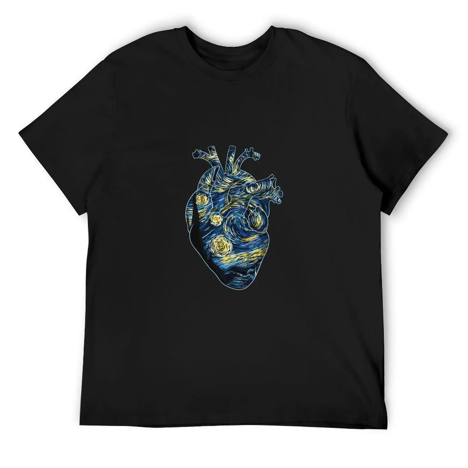 Anatomical Heart in Style of Van Gogh Stary Night T-Shirt street wear blanks shirts graphic tee mens tall t shirts