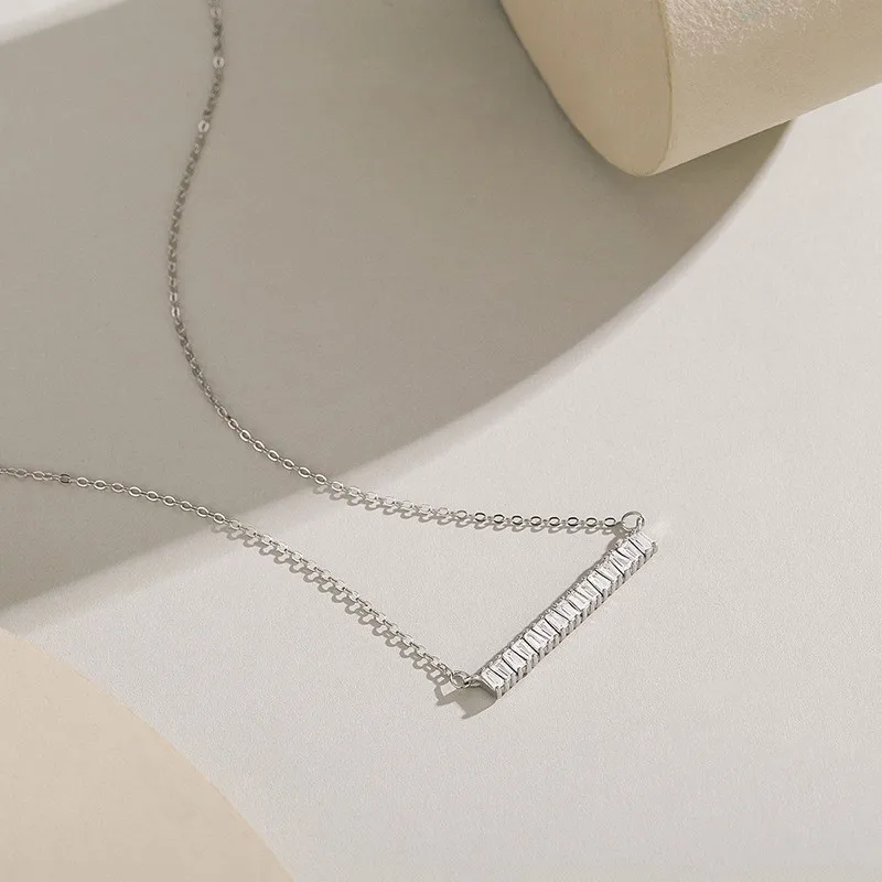 جديد الموضة العصرية المرأة الفضة والمجوهرات S925 تمهيد الزركون ربط سلسلة قلادة #4