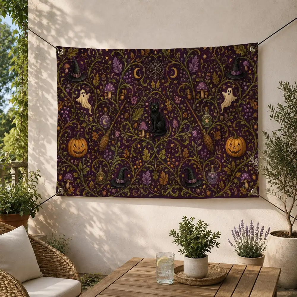 Halloween Enchanted Garden Series Flags Decorative Flag Banner for Outdoor Garden Yard Camping Party Home Wall Hanging Decor