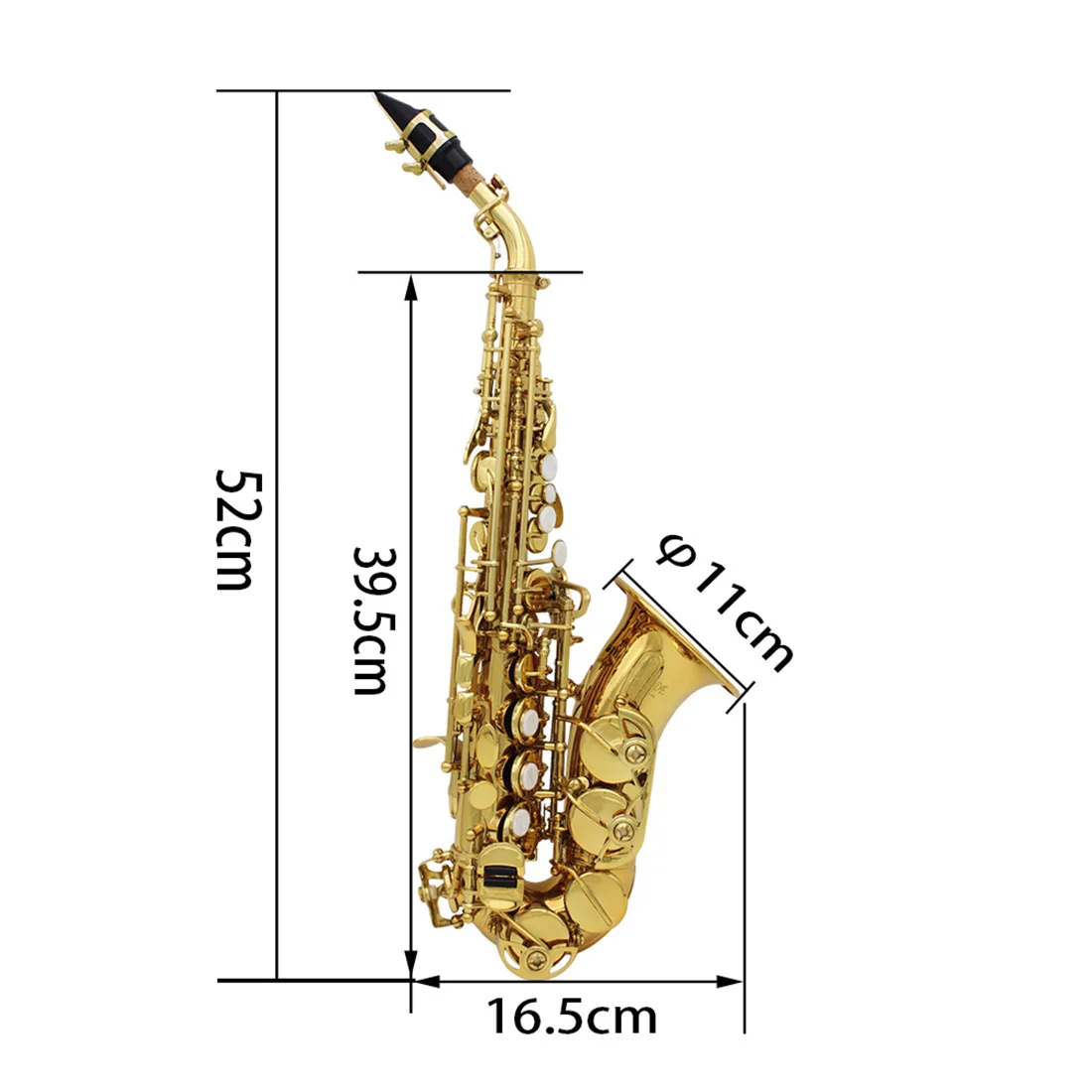 SLADE Bb Soprano Saxophone Gold for Beginners Adults Sax with Box Cleanning Cloth Reeds Strap Brush Gloves Accessories