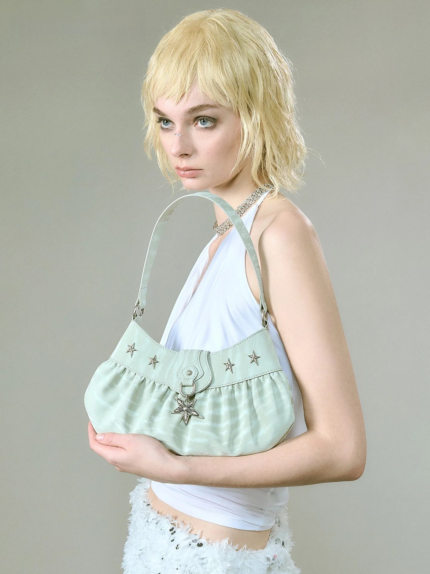 JACD Mint Green Underarm Bag Women's 2026 New Autumn Winter Commuter Bag Single Shoulder Crossbody Bag Fashion Trend