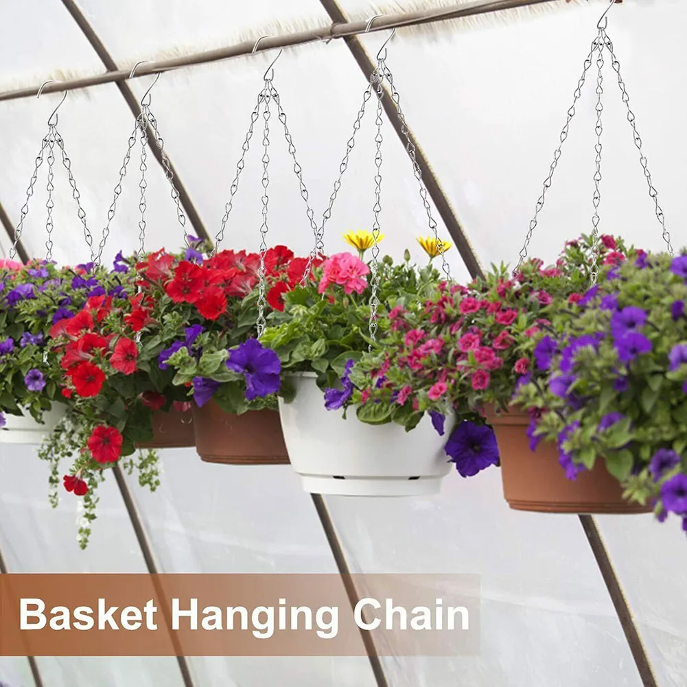 Silver Metal Chains for Garden Hanging Baskets Sturdy and Flexible Hooks for Your Birdhouses Flower Pots and Suet Baskets