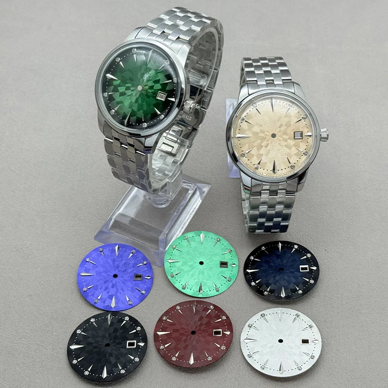 40MM Cocktails Stainless Watch Case Fit NH35 NH36 NH38 7S Movement 35mm Dial Bubble Arch Glass Transparent Backcover Silver Case