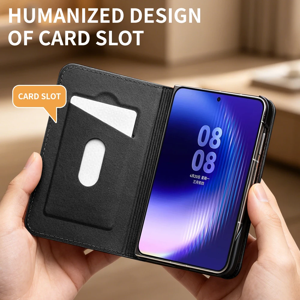 Genuine Leather Phone Case for Pura X Max Business Style Fashion Luxury with Card Slots Cover for Huawei Pura X Max