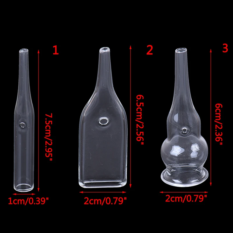 3Pcs/Set Blackhead Removal Glass Pipes Face Pore Cleanser Vacuum Extractor Tube