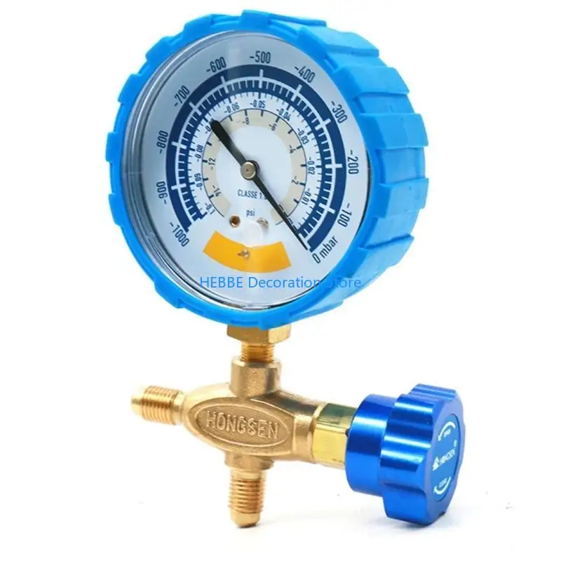 Refrigerant Pressure Gauge Valve, Automotive Air Conditioner Refrigerant Liquid Oil Refill  High and Low Single Meter