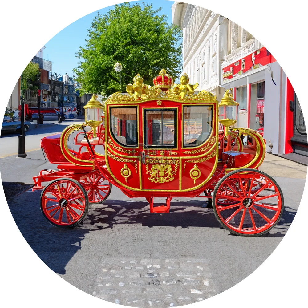 Royal Red Horse Carriage Manufacturer/wedding Four Wheel Horse Wagon