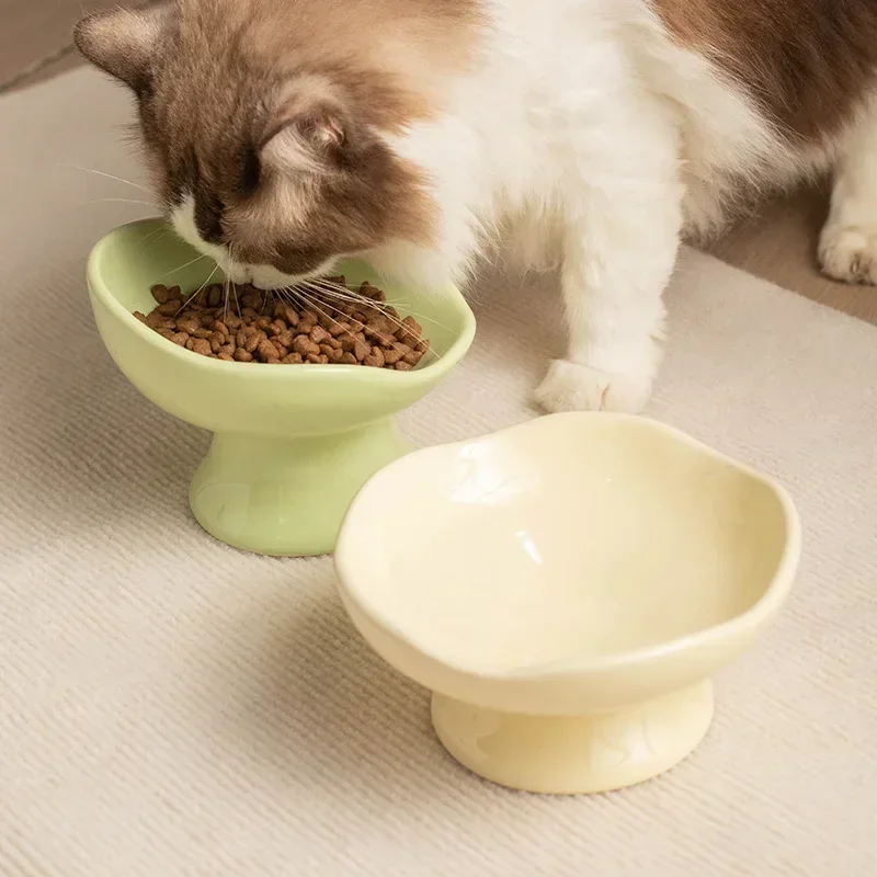 Cat Bowl Ceramic Pet Feeders Food Water Bowl Anti-upset