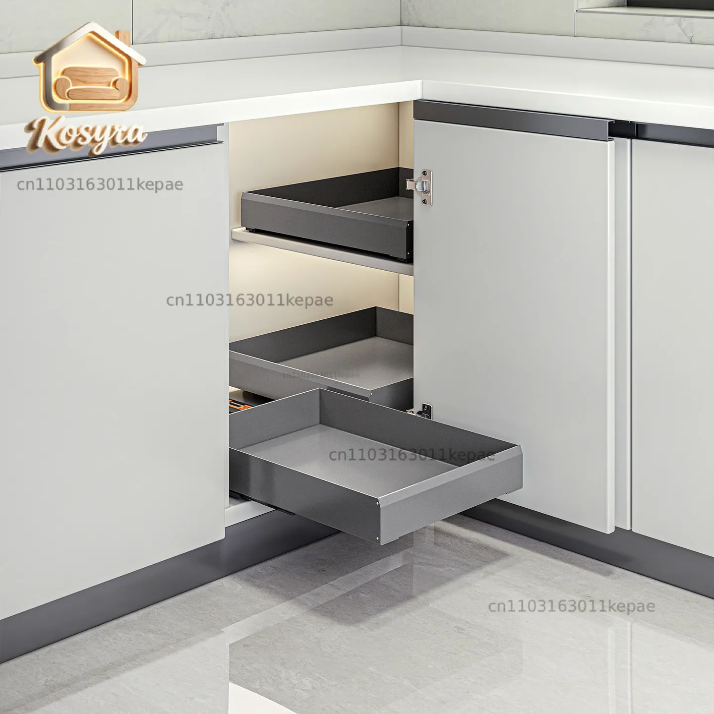 Corner cabinet pull-out basket, pull-out rack, corner layered kitchen cabinet, corner ultra-deep cabinet, spice storage box