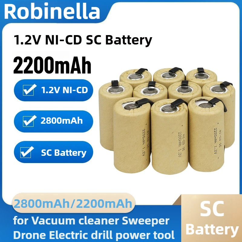 1.2V NI-CD SC 2800mah Rechargeable Batteries for Vacuum Cleaner Sweeper Drone Electric Drill Battery DIY Nickel Sheet Power Tool