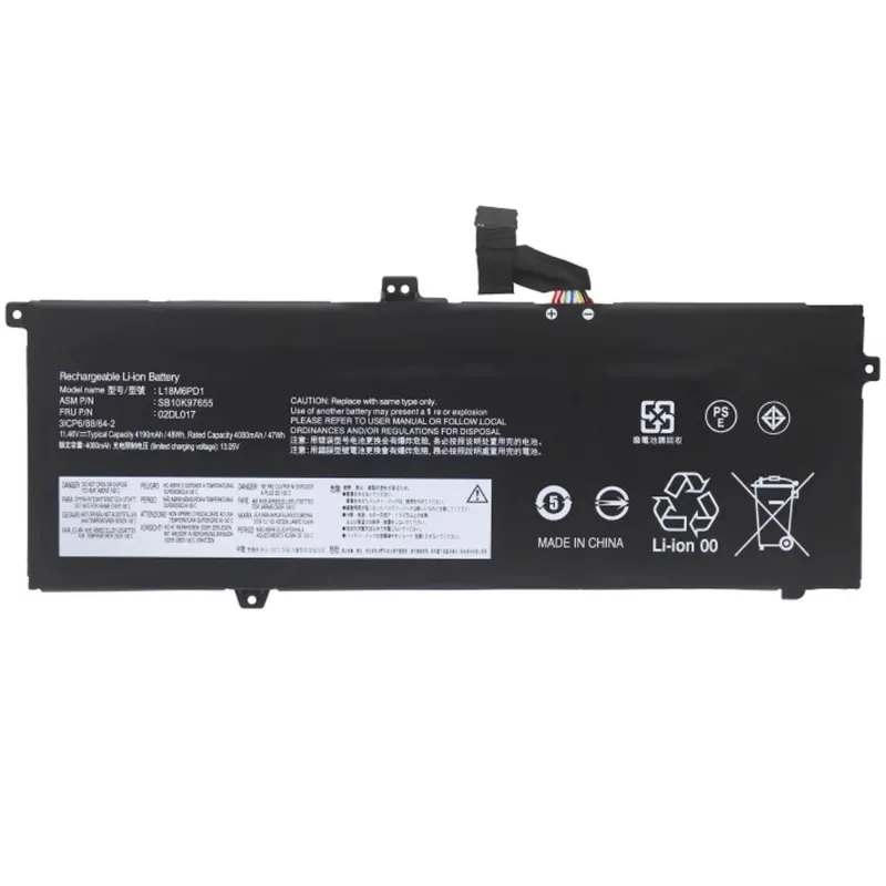 Laptop Battery L18M6PD1 11.46V 48Wh 4190mAh For Lenovo ThinkPad X395 X390 X13 1st Gen L18M6PD2 L18D6PD1 02DL017 High Quality