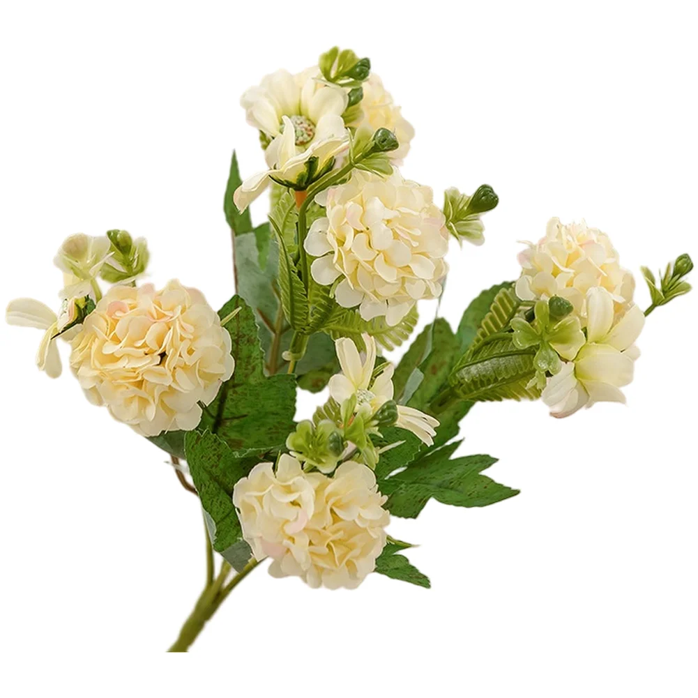 5 Head Daisy Artificial Flowers 1 Bunch Realistic Cloth Material for Wedding Home Decoration 31cm Height 14cm Diameter