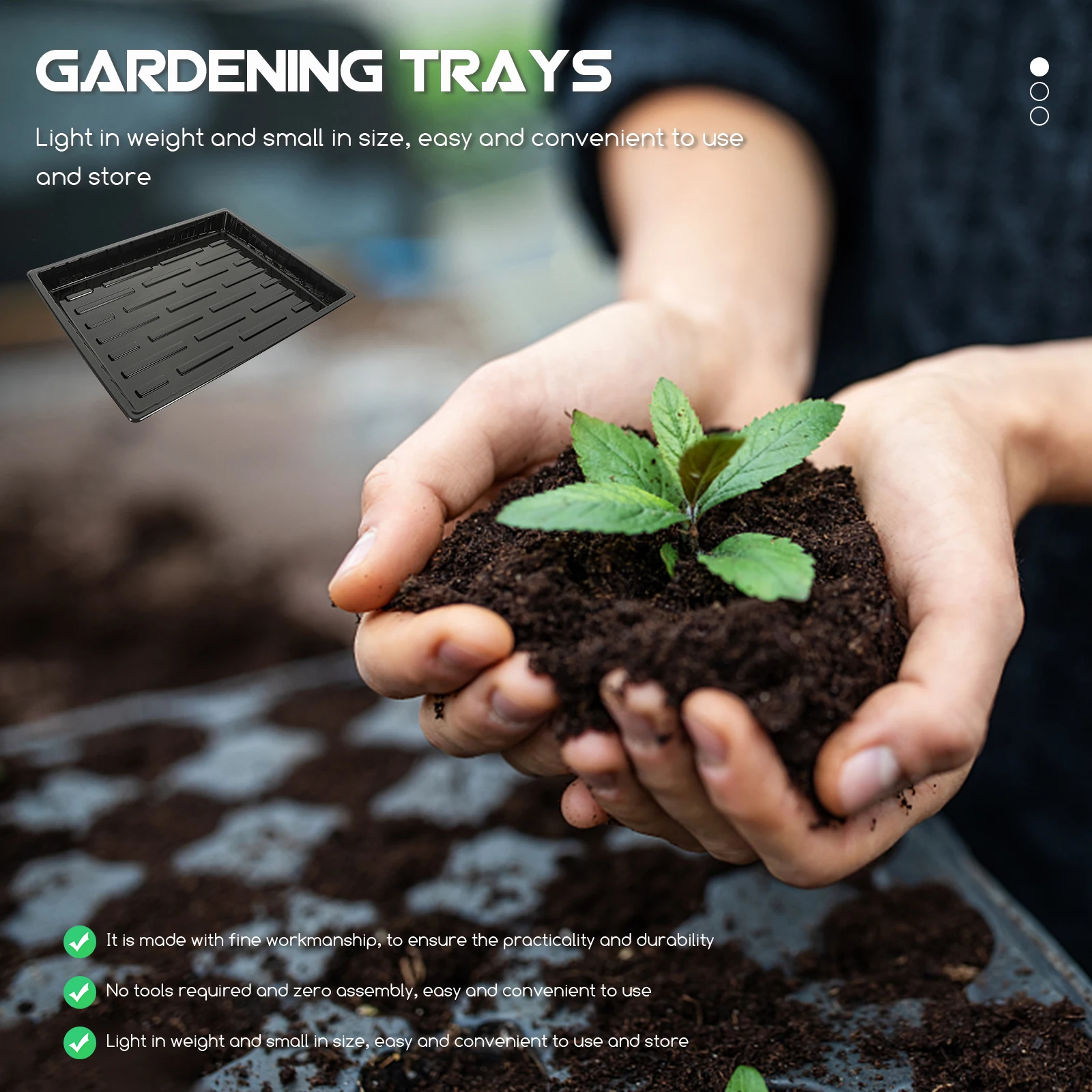 

5pcs Black Plastic Nursery Trays for Hydroponic Growing Starter Succulent Vegetable Cultivation Containers Easy Storage