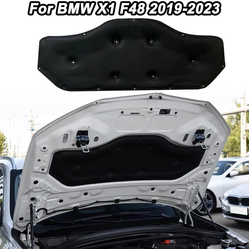 

Передний капот двигателя автомобиля, звукоизоляционный хлопковый коврик для BMW X1 F48 2019-2023, звукоизоляционный коврик для двигателя с пряжкой