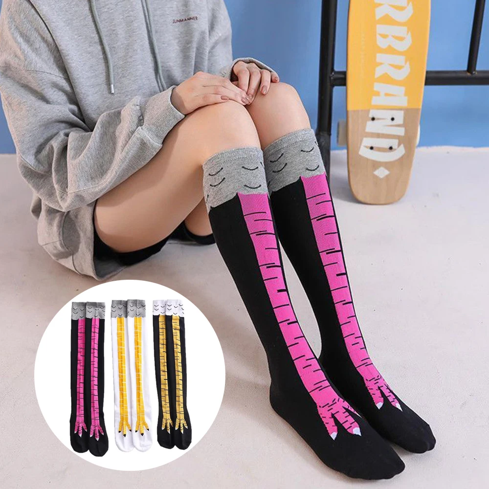 Trendige Damensocken mit Knielänge, lustige personalisierte realistische Hühnerfüße, Geburtstagsgeschenke, trendige Sportsocken
