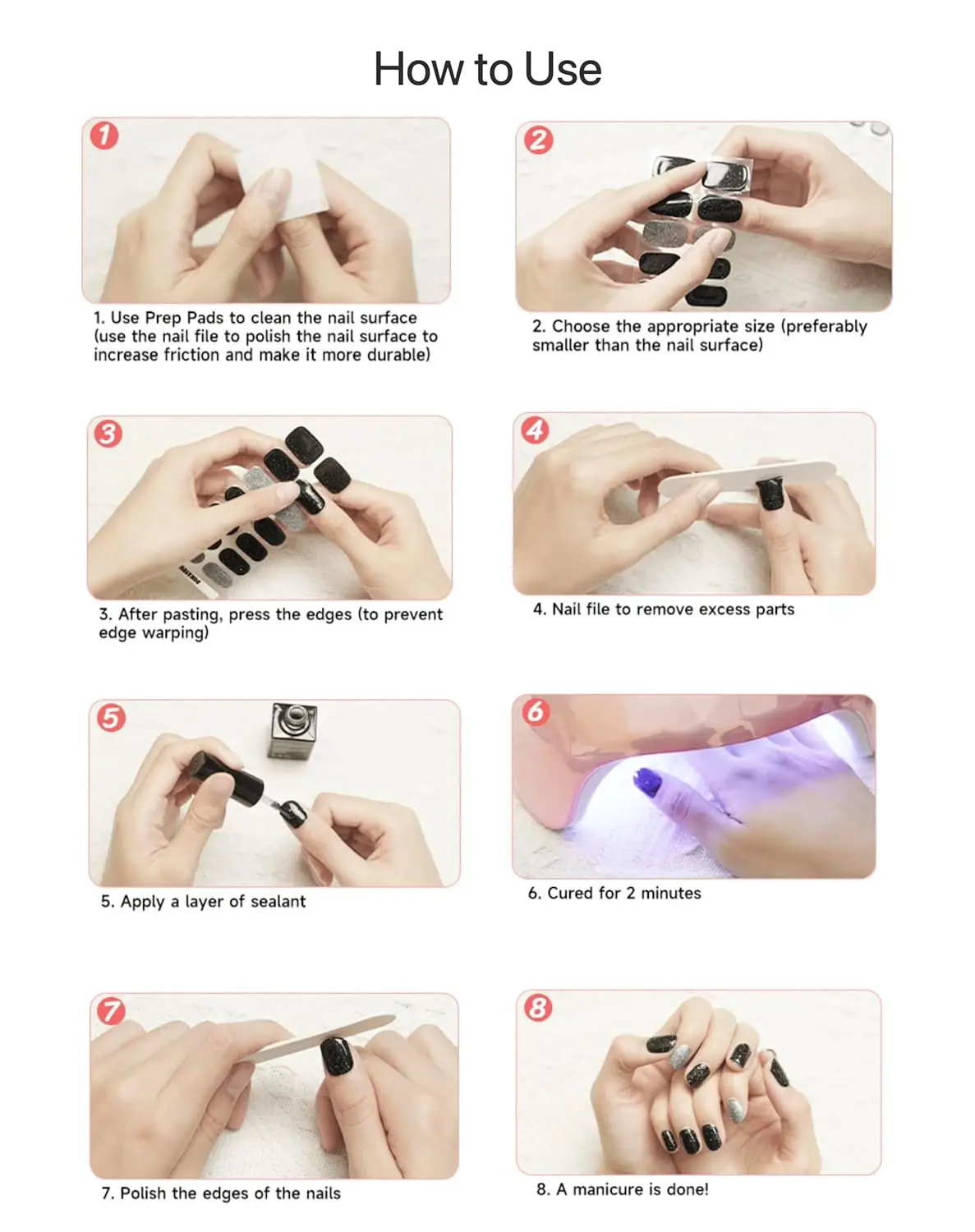 22 tipsy Krótkie Naklejki na Paznokcie Utwardzane Światłem, Wodoodporne, Półutwardzone, Żelowe Naklejki na Paznokcie UV