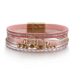 Beautiful Leather Bracelet Multi-Layer Handmade Women's Woven Bracelet Fashion Luxury Design Jewelry Bracelet Gift