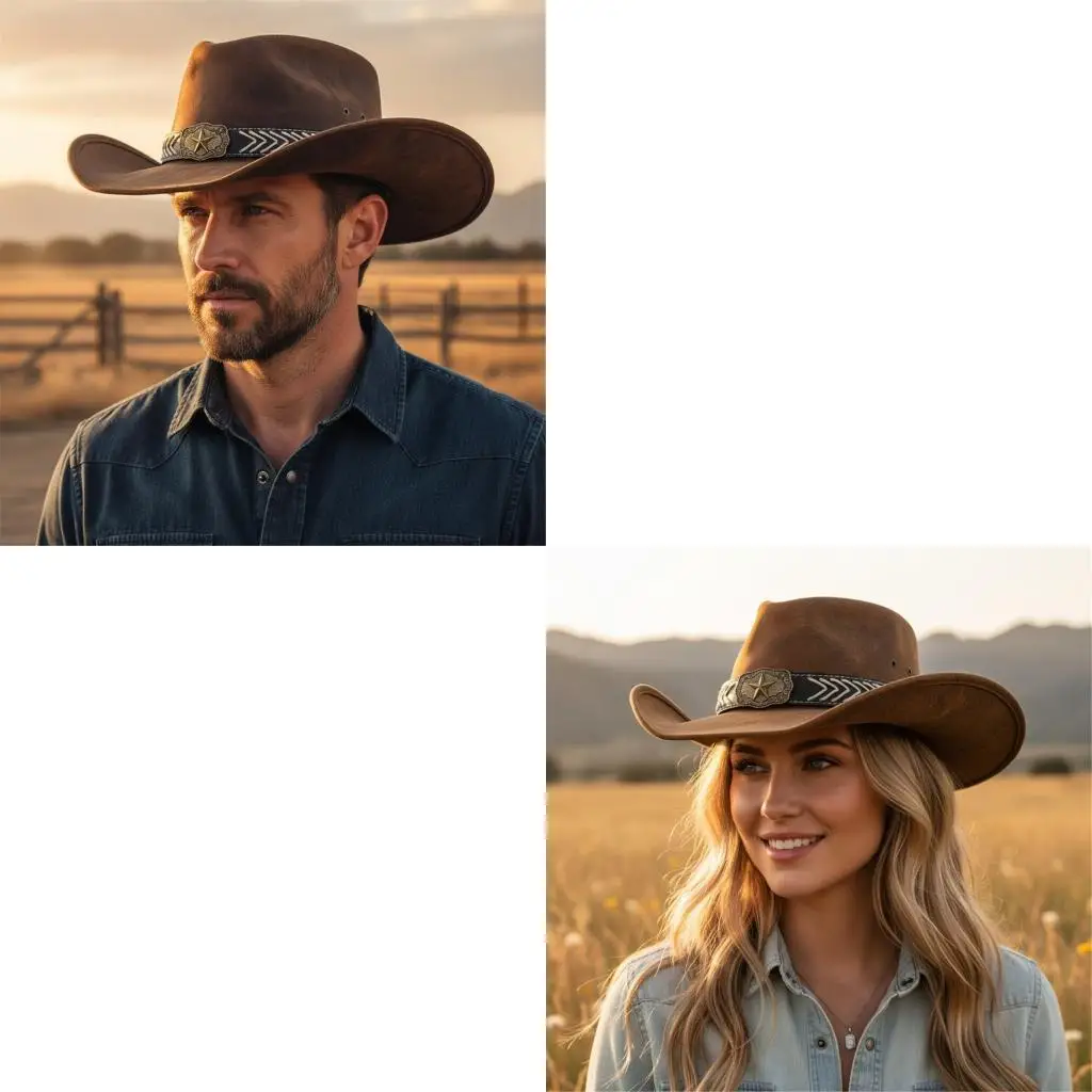 Ethnic Stitched PU Hat Bands for Straw and Felt Fedoras Hats Panama Hat