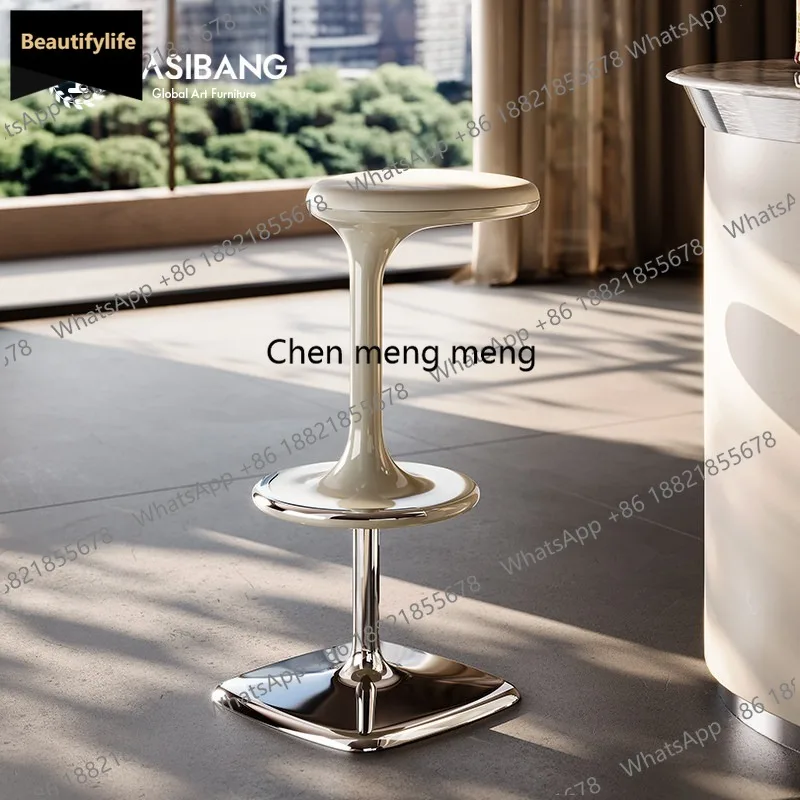

D80 Italian minimalist leather bar chair Modern minimalist bar high stool Hotel front desk FRP stool