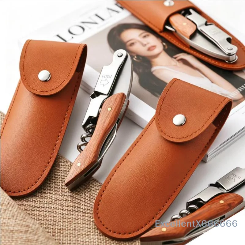 Portable PU Leather Bottle Opener Storage Case Durable Wine Tool Sheath for Daily Home Use Outdoor Camping Trips