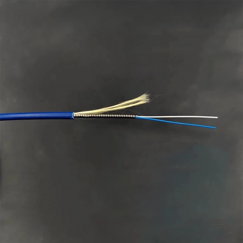 fiber optic cable Armored 1 Core Indoor SM OM1 OM2 OM3 single fiber blue gray aqua ftth indoor armored cable ELINK 500mtr