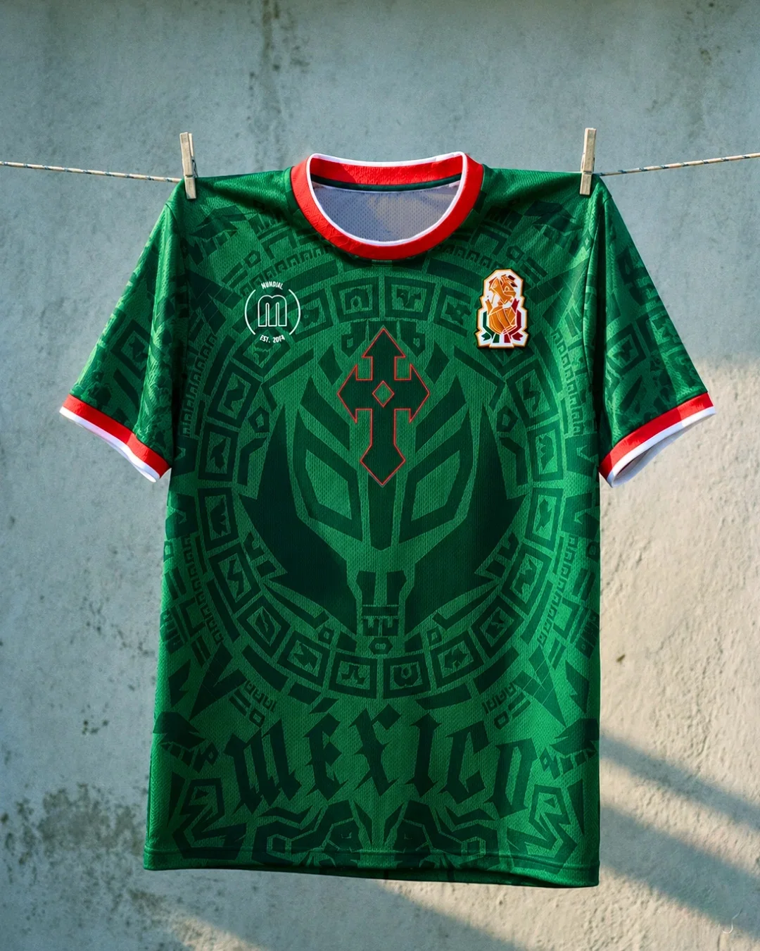Herren Rey Mysterio Wrestling Family Kinder T-Shirts Grün Azteken Maya Muster Vorderseite Masken-Grafik Rückseite 619 Schriftzug Kurzarm-Oberteil – Detail 1