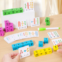 Arithmetic Number Game Spelling English Word Game with Small Cube Building Blocks and Cards Parent-Child Interaction Toy Gifts