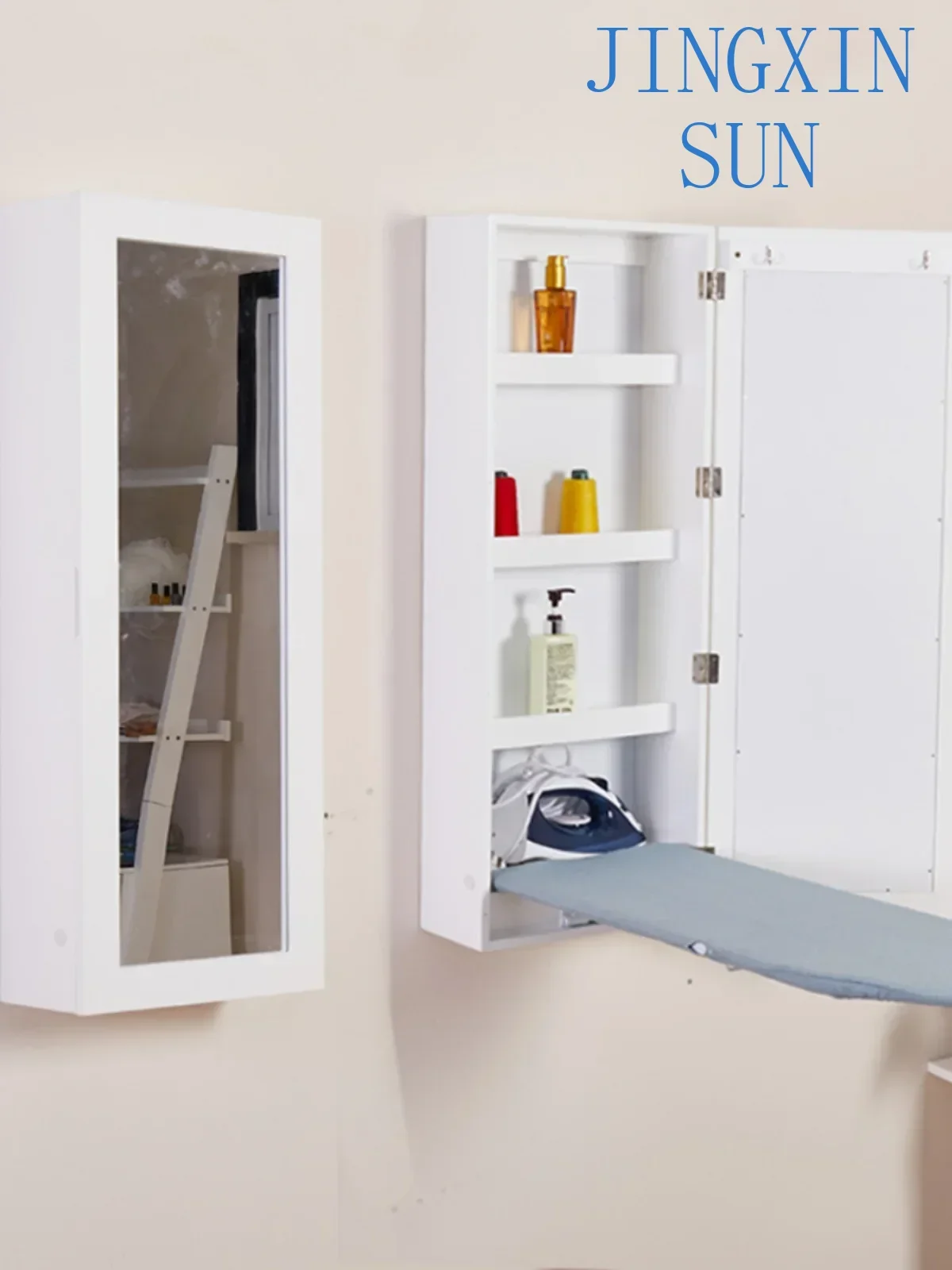 Wall-mounted cross-border foldable rotating wall mounted concealed iron table, wardrobe storage, ironing cabinet board mirror