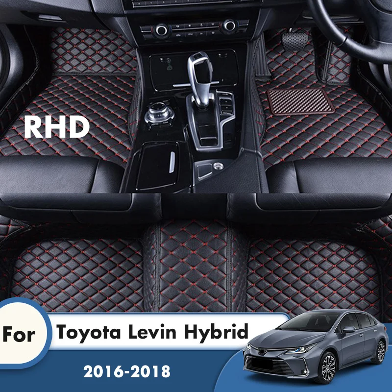 

RHD Car Floor Mats For Toyota Levin Hybrid 2018 2017 2016 Leather Custom Styling Car Accessories Interior Decoration Carpets Rug