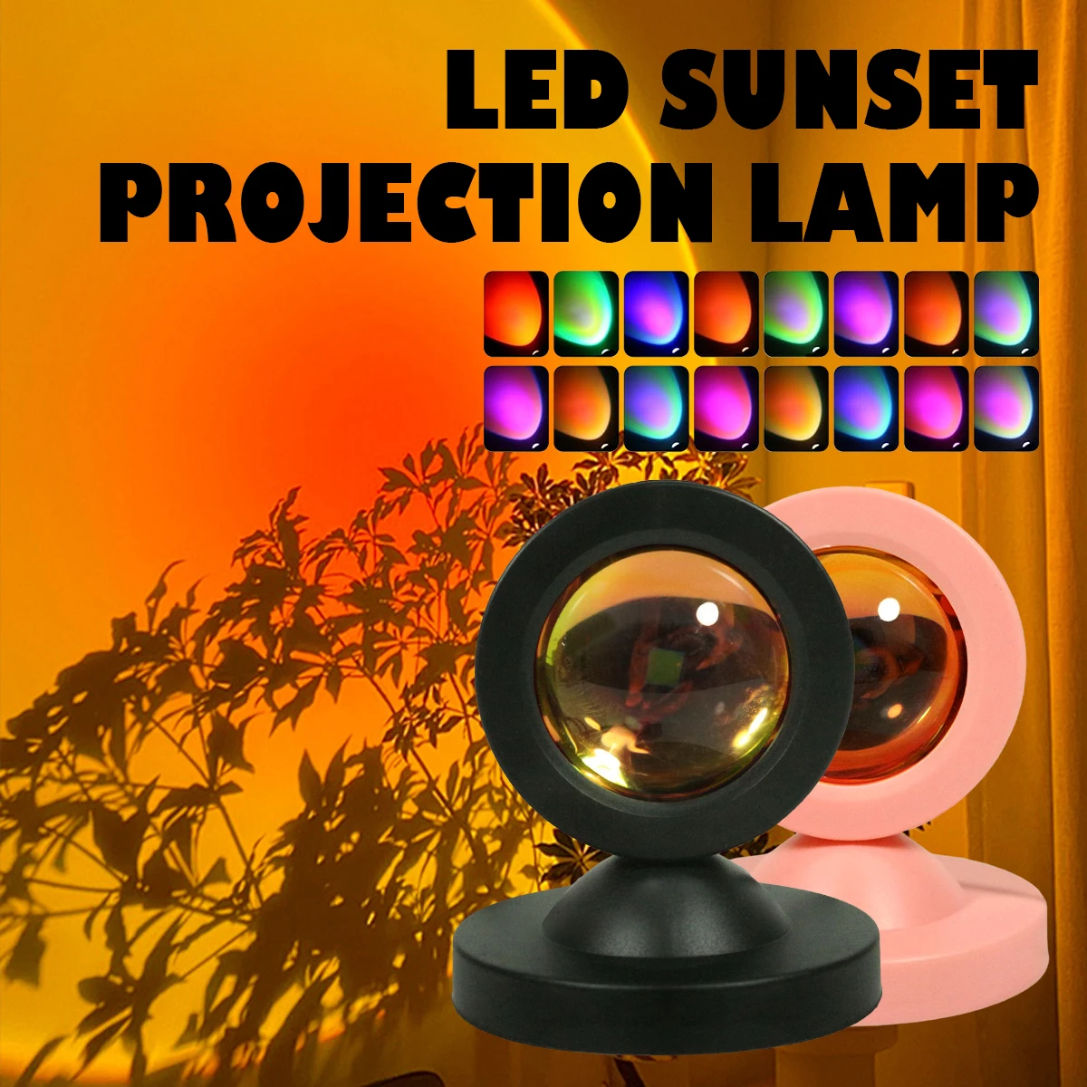 

Sunset Light Lamp With Remote Control Rgb Led Usb Powered Projector Aesthetic Photo Background Rainbow Mood Night Table Bedside