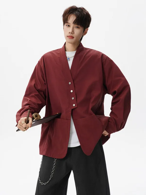

Loose Fit Long Sve Men's irt Chinese Sle Casual Wear Large Size Polyester Fiber Anti-Fade Anti-Deformation Spring Wear