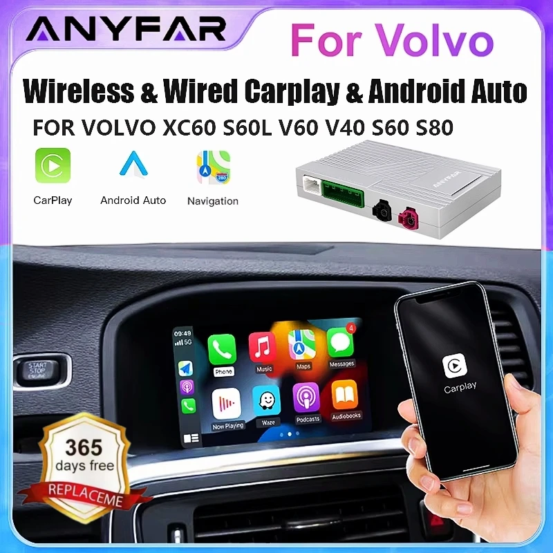 For Volvo XC60 XC70 S60 S80 V60 V70 V40 Wireless Carplay Android Auto Modulo AI Box Decoder Support Camera
