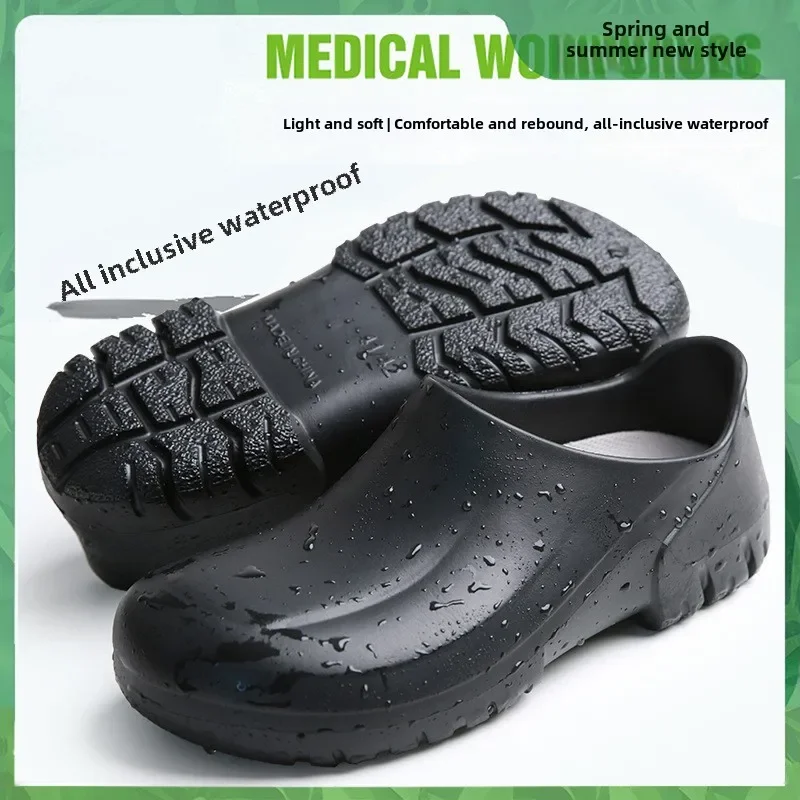 

DurableAll-inclusive Waterproof And Lightweight Thick-soled One-pedal Water Shoes Rain Shoes Cleaning Low Tube Oil-proof EVA Che