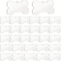 50/30 Pcs Sublimation Blank Dog Tags Clear Acrylic Keychain Blanks Dog Bone Shape Transparent Discs Precut Blanks