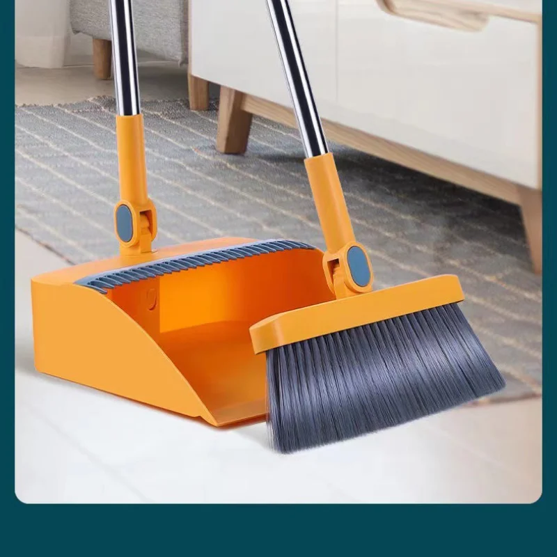 Folding Broom Dustpan Floor Brush Set Indoor Non-stick Hair Long Handle Broom With Stand Up Dustpan Combo Set Household Tool New