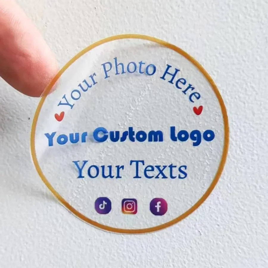 95-100pcs Custom transparent Stickers Personalized Labels&Company Logos,Waterproof&Design Your Own Labels,Birthday Wedding