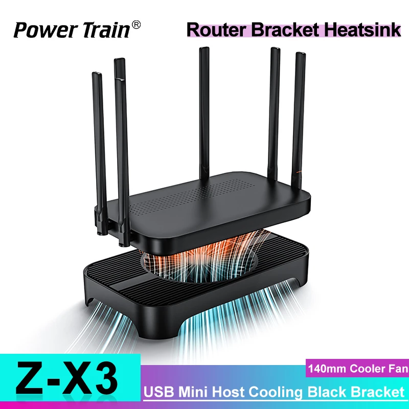 

Power Train Z-X3 Router Radiator Base Optical cat Set-top Box MINI Host Bracket 140mm USB Cooling Fan