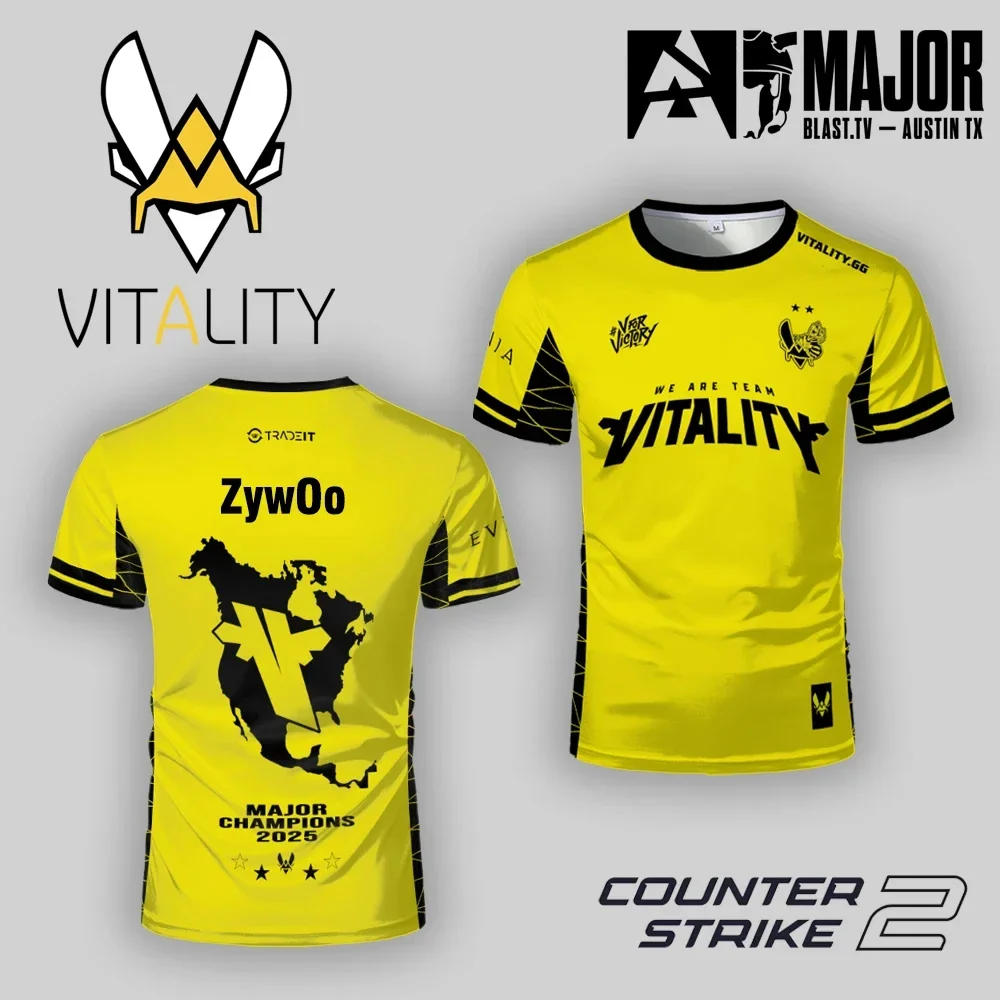 Team Vitality CS2 Major Champions Jersey T-Shirt for Men Women, ZywOo Pro Gamer E-Sports Fan Top Summer outdoor sports T-shirt