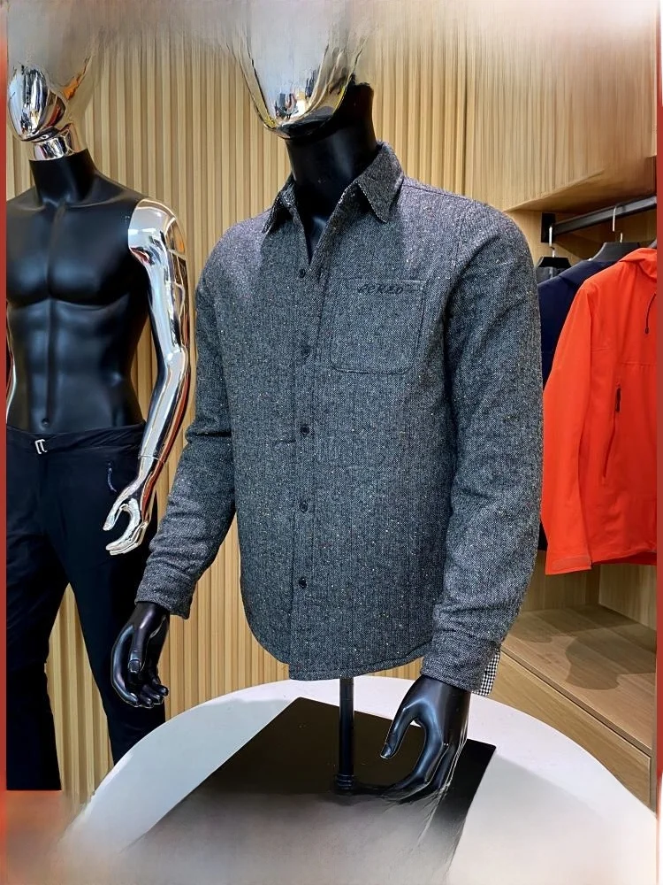 

Потрясающая мужская теплая верхняя одежда Thiened Woolen Long Sve Slim Fit Cotton Jaet Youthful Sle Stand Edition