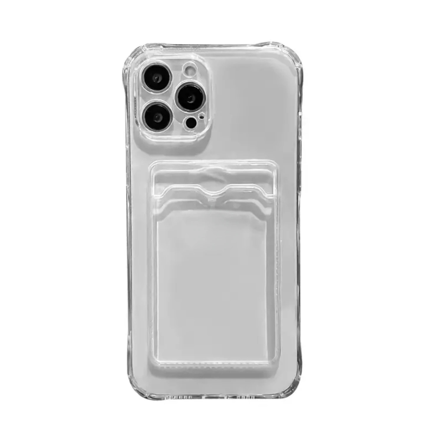 

Shock Absorbent Soft Simple Transparent Case With Card Bag For IPhone Series