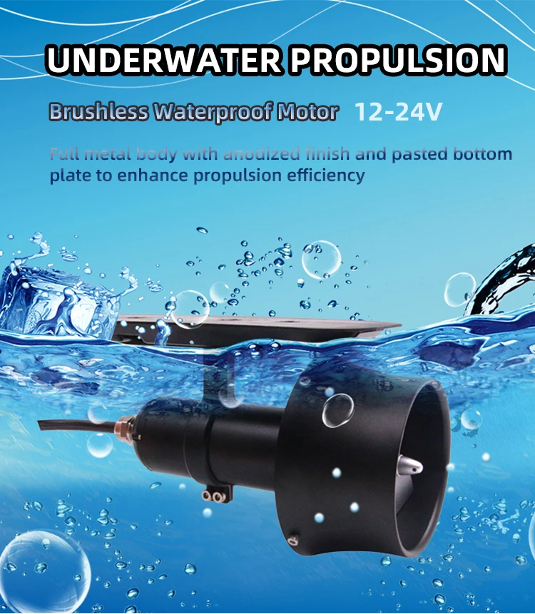 6S 12V 16v 24V 2-9kg 90w 500w High Torque Thrust Electric Propulsion Paddleboard Boat DC Brushless Waterproof Motor Underwater