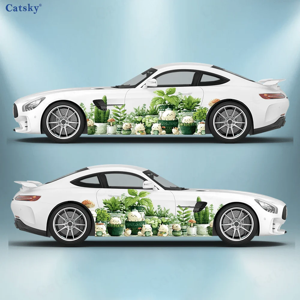 

Милые зеленые растения, животные, автомобильные виниловые наклейки, самоклеящаяся наклейка из ПВХ, подходит для грузовиков, внедорожников, декор, автоаксессуары, подарок