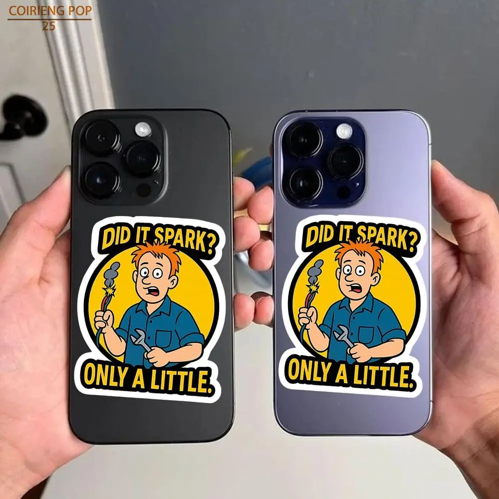 3 قطع من ملصقات الكهربائي المضحكة - هل قضيت شرارة؟ فقط قليلا. - شارات فينيل مقاومة للماء لصندوق الأدوات وأجهزة الكمبيوتر المحمولة وزجاجات المياه #4