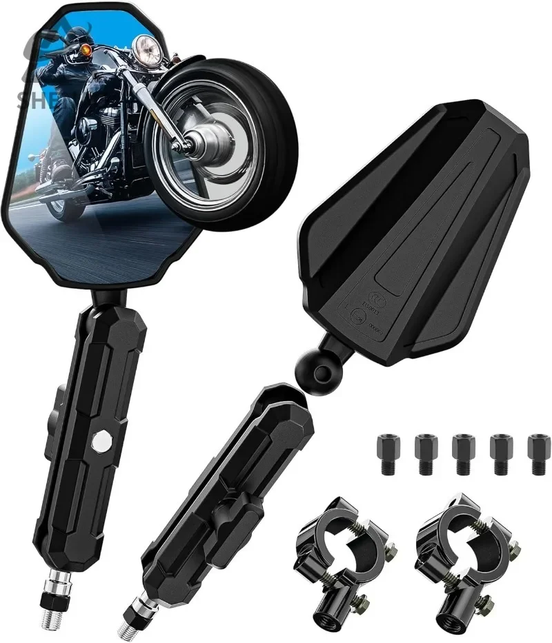 

2pcs Universal Motorcycle Rearview Mirror Can Be Freely Rotated and Folded Handlebar Rearview Mirror Compatible with Motorcycle